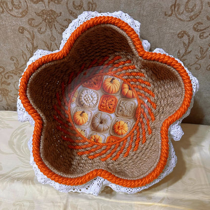 Panier de rangement en forme de fleur avec bord en dentelle