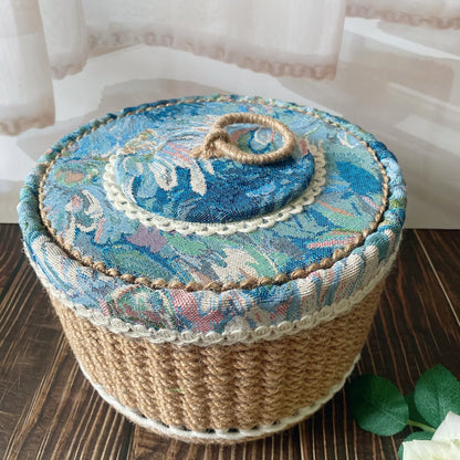 Panier de rangement style peinture à l'huile avec couvercle