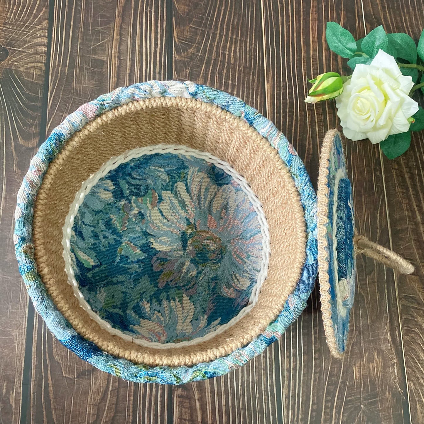 Panier de rangement style peinture à l'huile avec couvercle