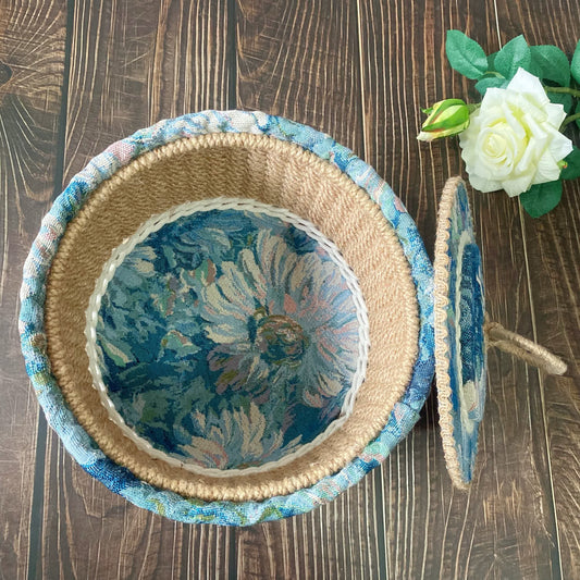 Panier de rangement style peinture à l'huile avec couvercle