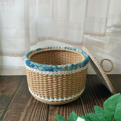 Panier de rangement style peinture à l'huile avec couvercle