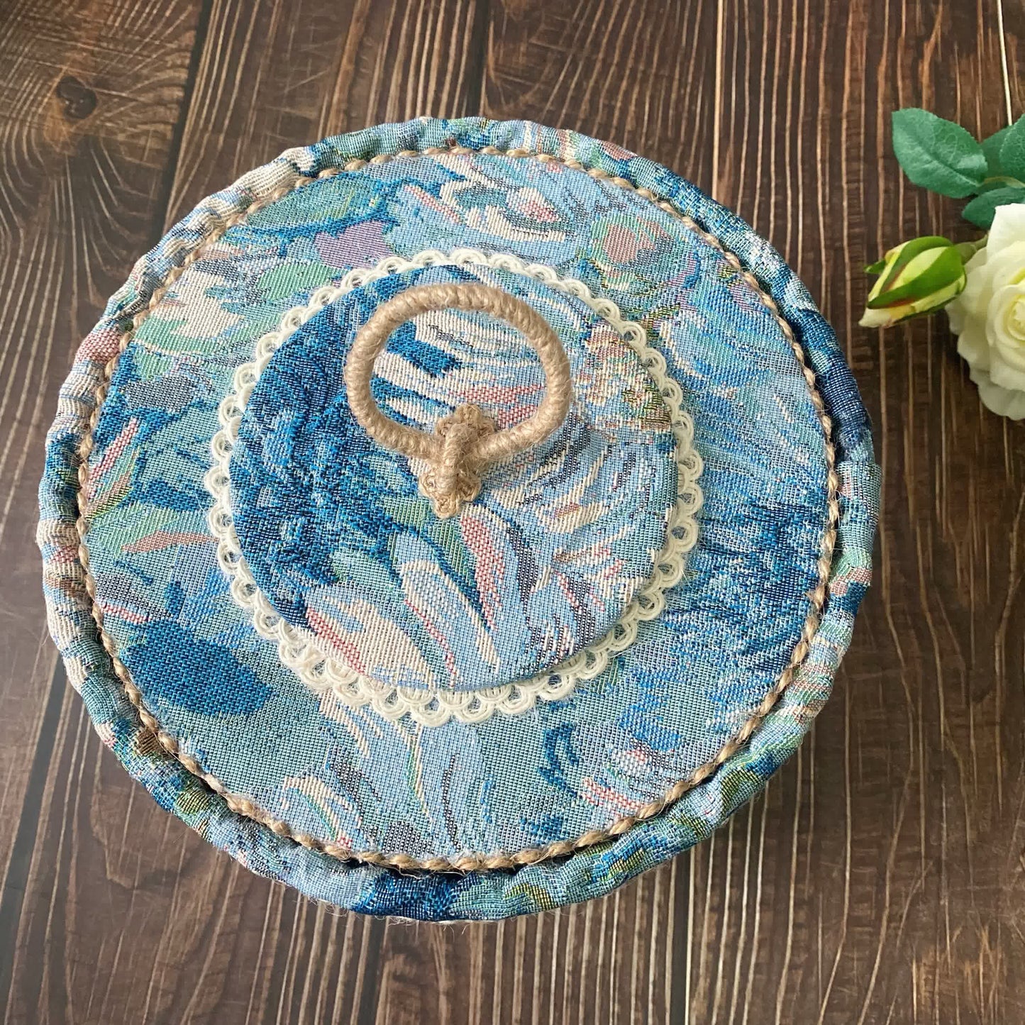 Panier de rangement style peinture à l'huile avec couvercle