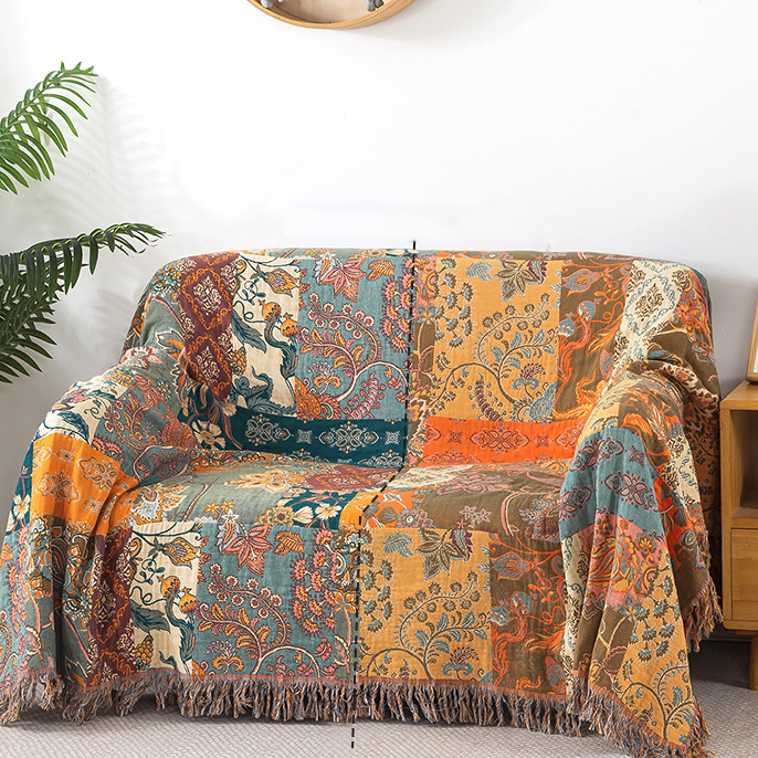 Couette bohème réversible en gaze de coton légère