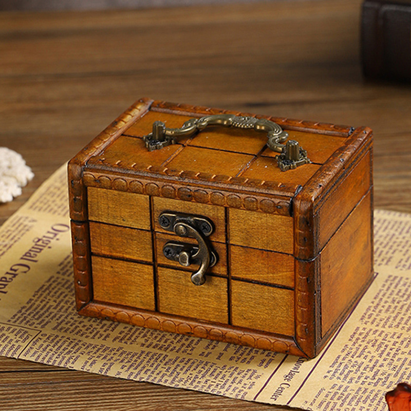 Boîte de rangement décorative en bois rétro créative