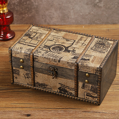 Coffre de rangement de table en bois vintage