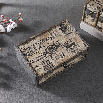 Coffre de rangement de table en bois vintage