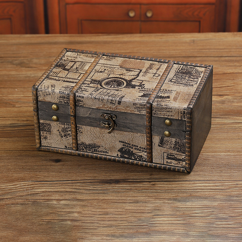 Coffre de rangement de table en bois vintage