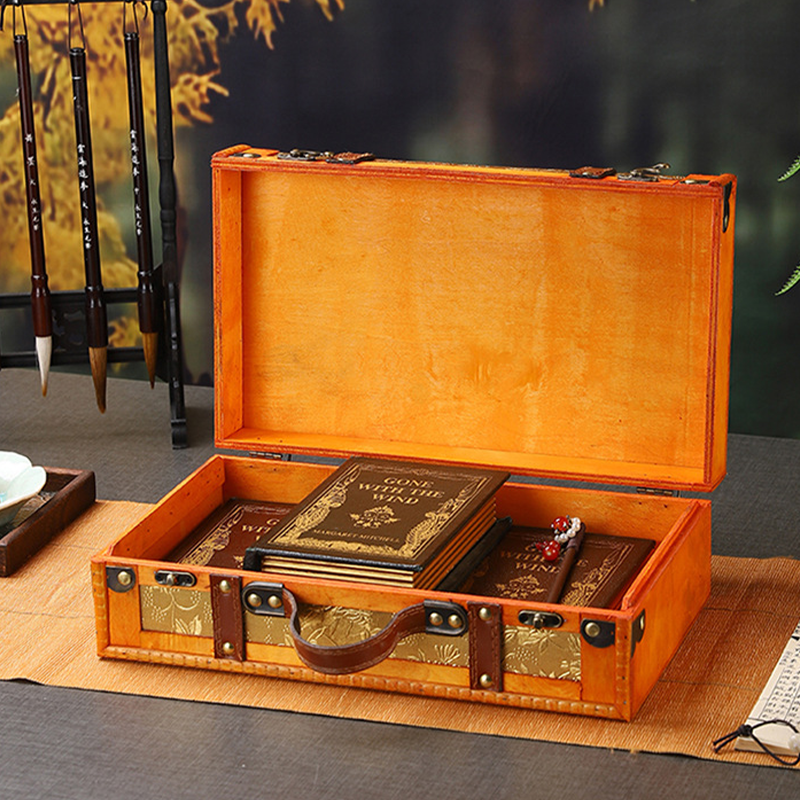 Boîte de rangement fonctionnelle en bois vintage