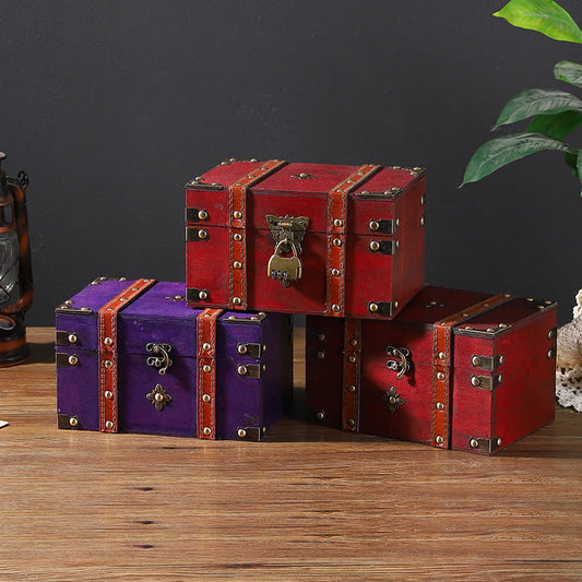 Boîte de rangement à bijoux en bois de style vintage