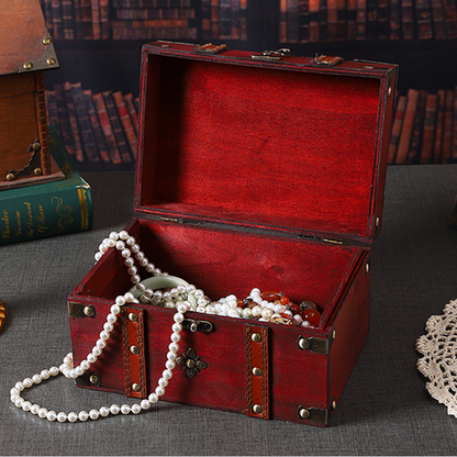 Boîte de rangement à bijoux en bois de style vintage