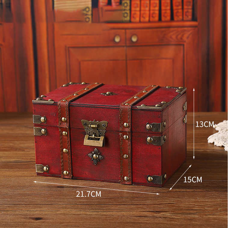 Boîte de rangement à bijoux en bois de style vintage