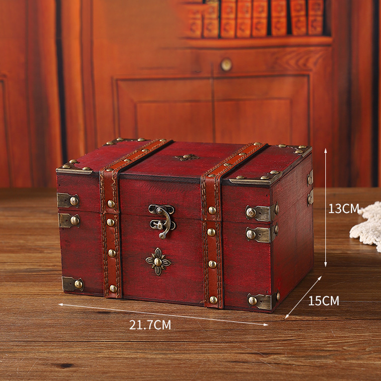 Boîte de rangement à bijoux en bois de style vintage