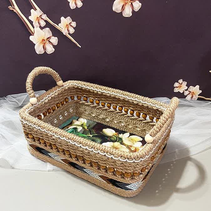 Panier de rangement fonctionnel à motif floral pour la table