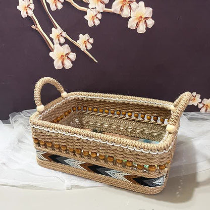 Panier de rangement fonctionnel à motif floral pour la table