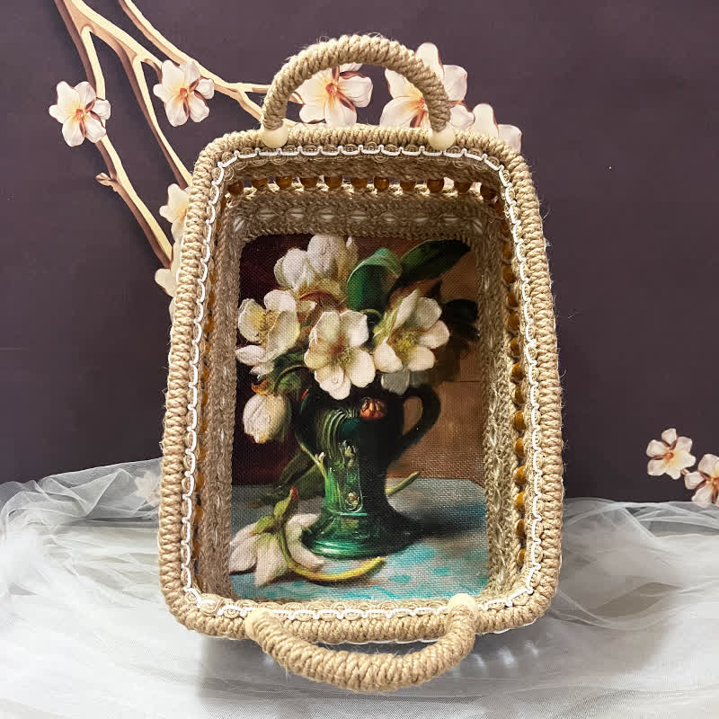 Panier de rangement fonctionnel à motif floral pour la table
