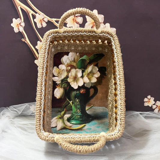 Panier de rangement fonctionnel à motif floral pour la table