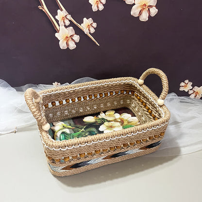 Panier de rangement fonctionnel à motif floral pour la table