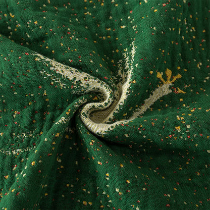Élégante couette réversible en gaze de coton d'oie avec pompons