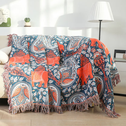 Couette légère en coton avec pompon éléphant cachemire