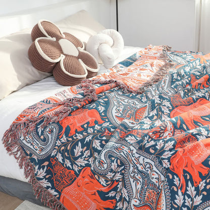 Couette légère en coton avec pompon éléphant cachemire