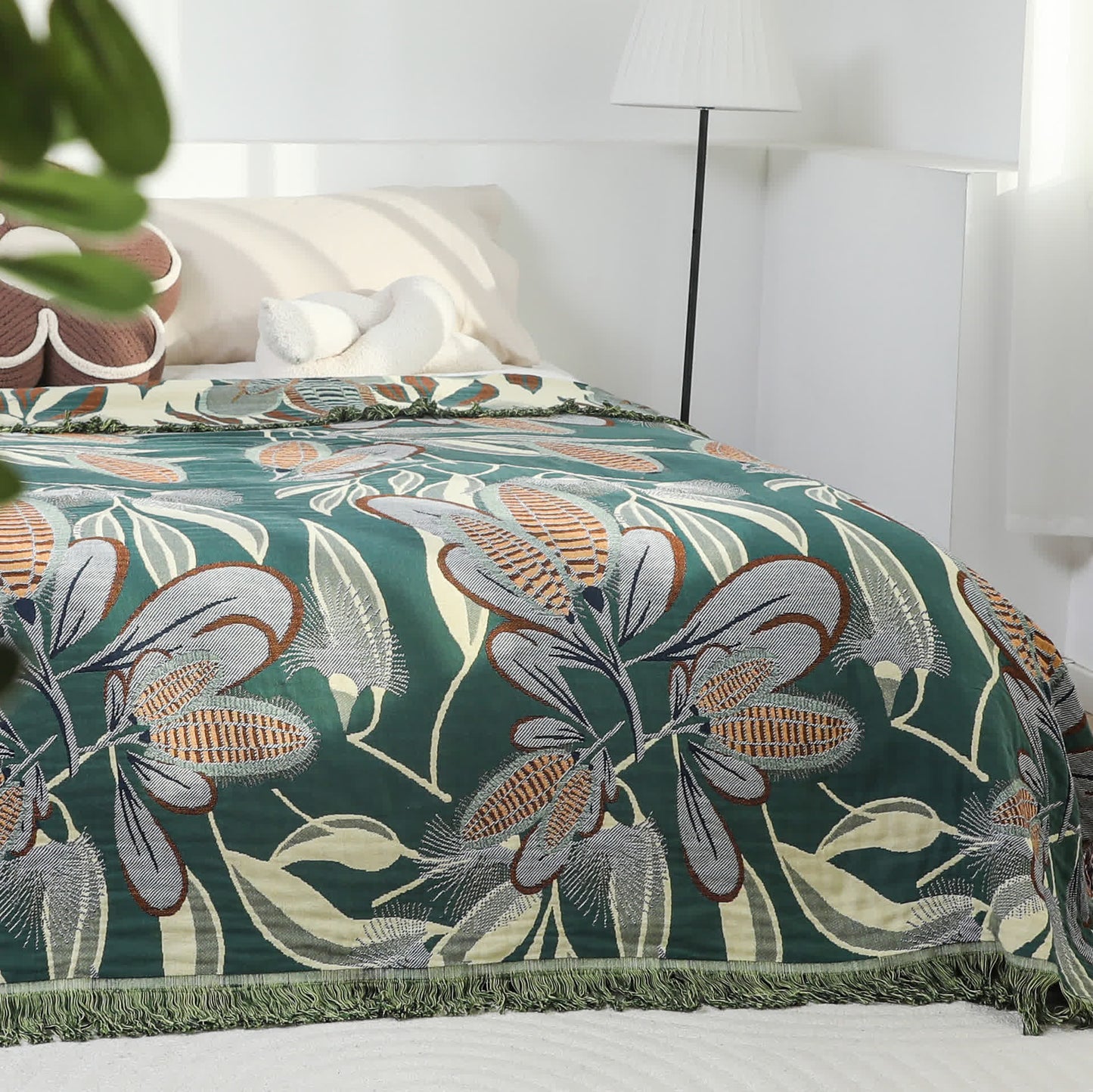 Couette en gaze de coton avec pompons de style champêtre