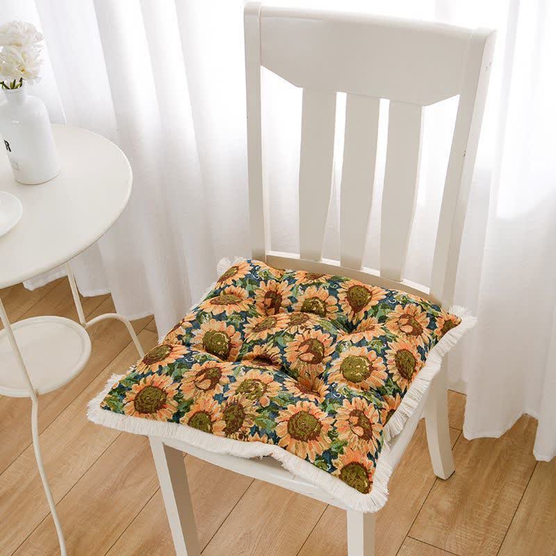 Coussin de sol décoratif avec pompon tournesol