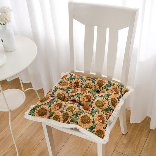 Coussin de sol décoratif avec pompon tournesol