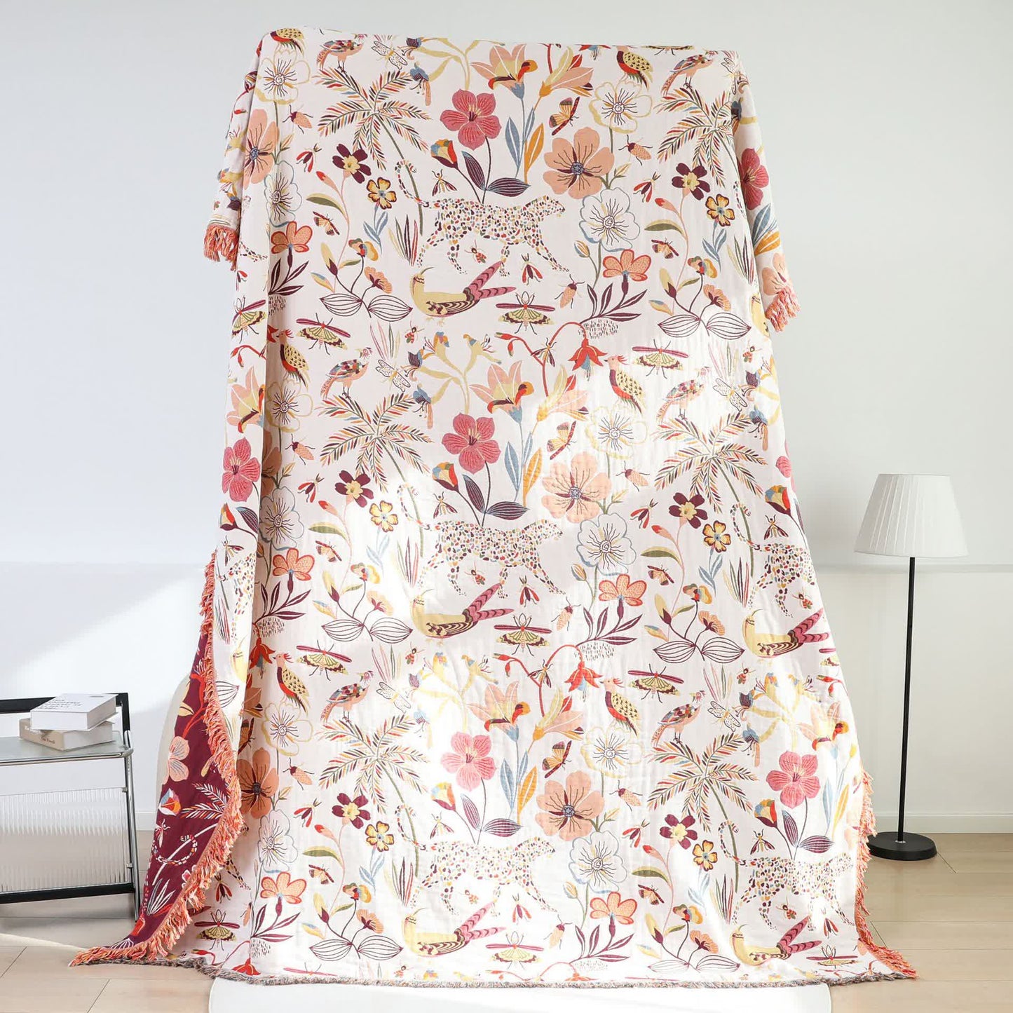 Couette légère en coton avec pompons de style campagnard