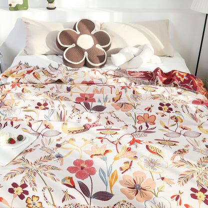 Couette légère en coton avec pompons de style campagnard