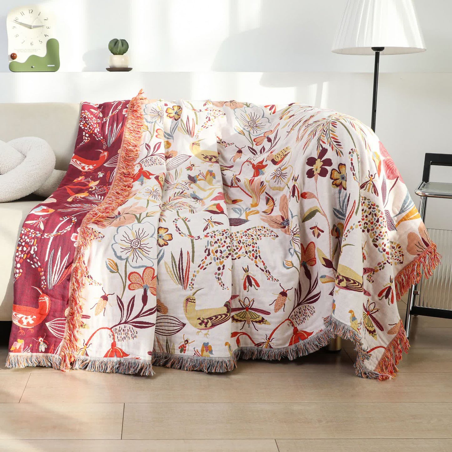 Couette légère en coton avec pompons de style campagnard