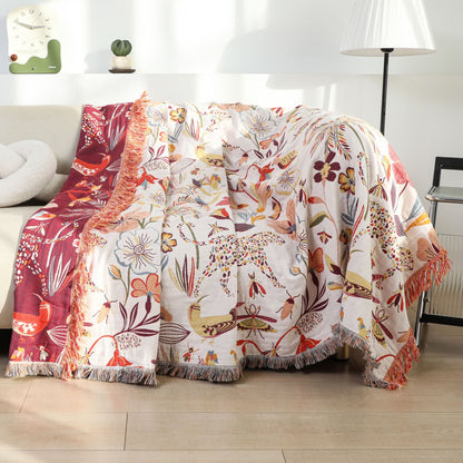 Couette légère en coton avec pompons de style campagnard