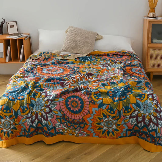 Couette légère en coton de style marocain avec pompons
