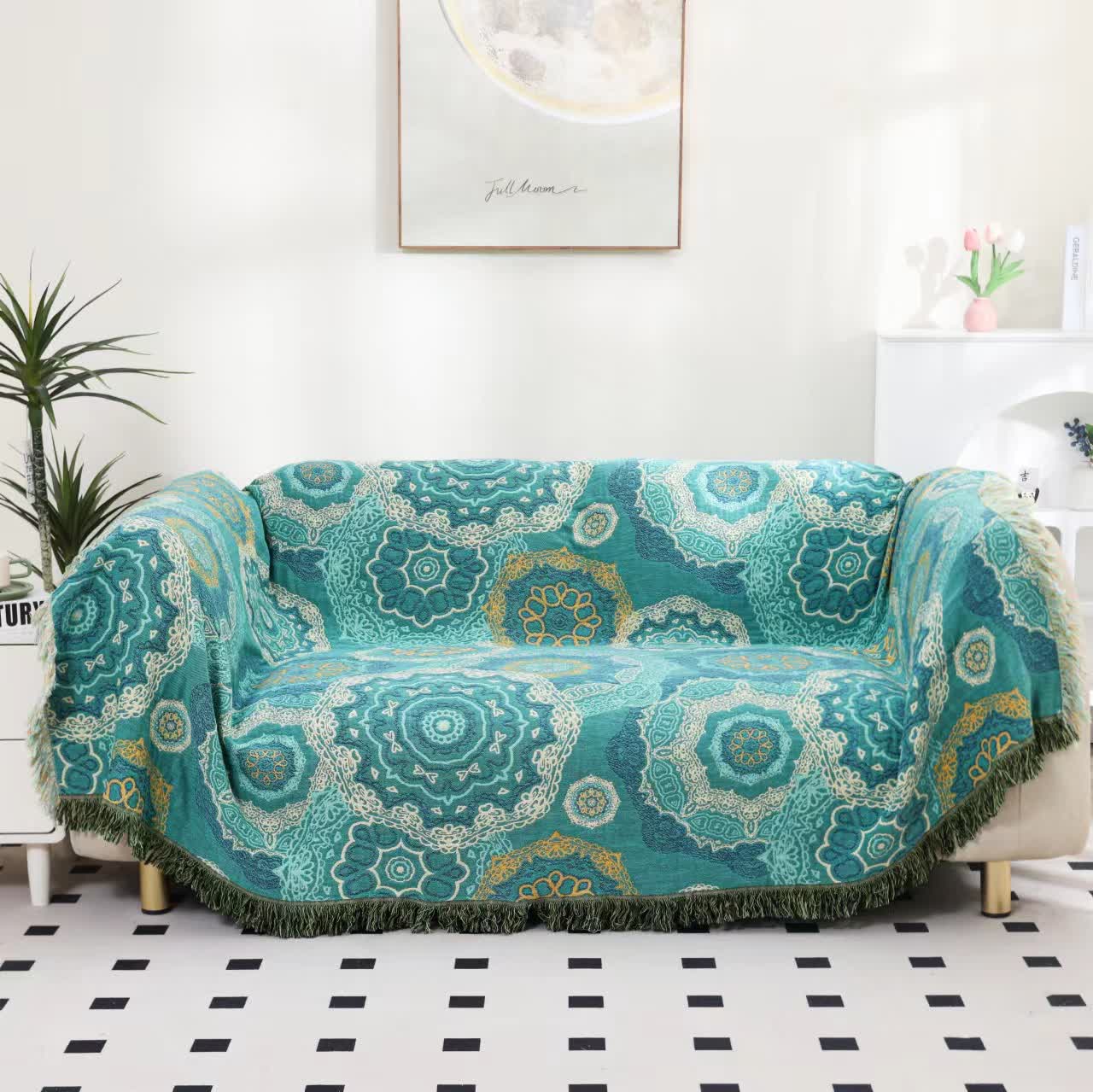 Couette douce avec gaze de coton mandala et pompon