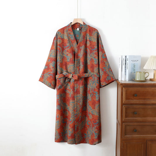 Peignoir à séchage rapide en gaze de coton jacquard de style rétro