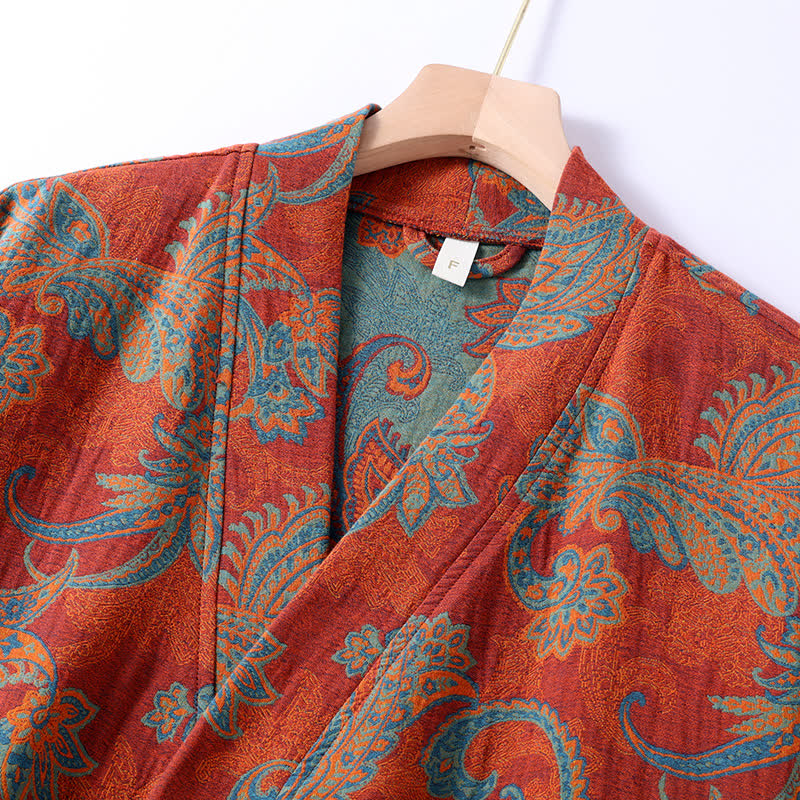 Peignoir à séchage rapide en gaze de coton jacquard de style rétro