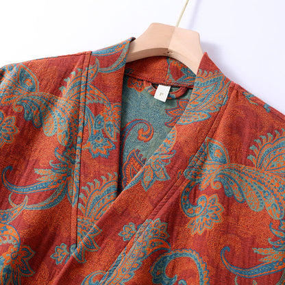 Peignoir à séchage rapide en gaze de coton jacquard de style rétro