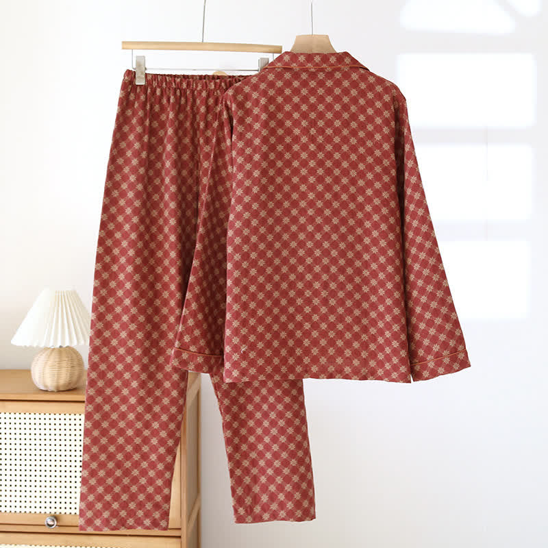 Ensemble de nuit cardigan en gaze de coton jacquard