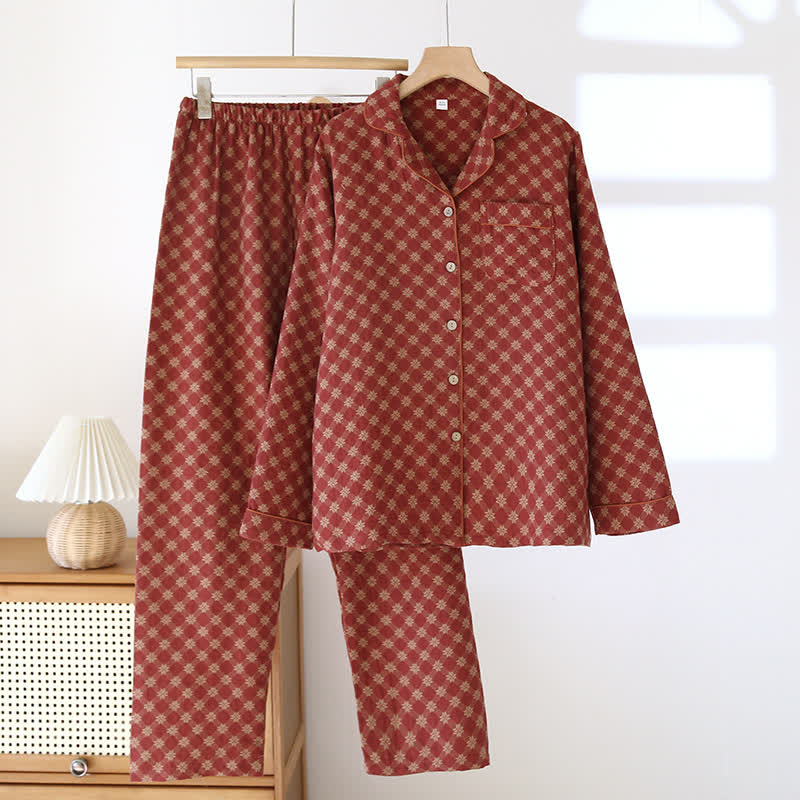 Ensemble de nuit cardigan en gaze de coton jacquard