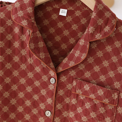Ensemble de nuit cardigan en gaze de coton jacquard