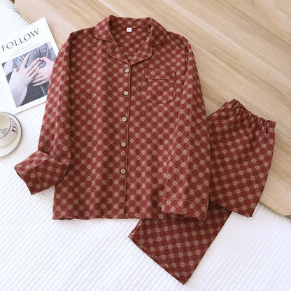 Ensemble de nuit cardigan en gaze de coton jacquard