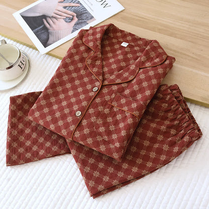 Ensemble de nuit cardigan en gaze de coton jacquard