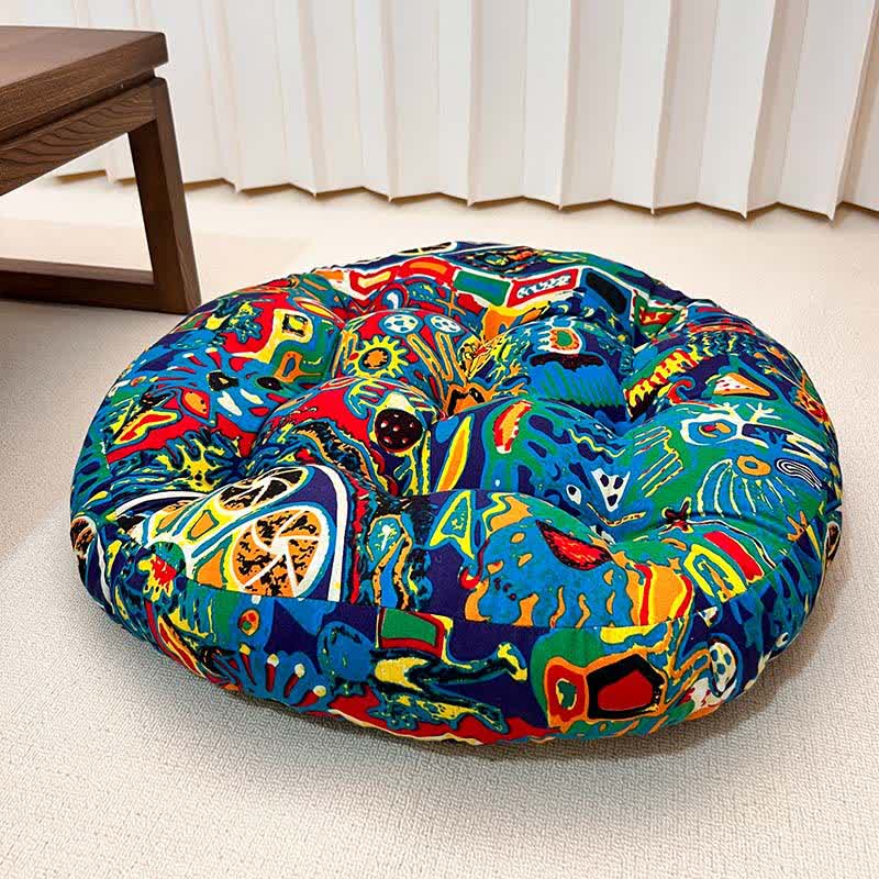 Coussin de chaise de sol exotique, rond et moelleux