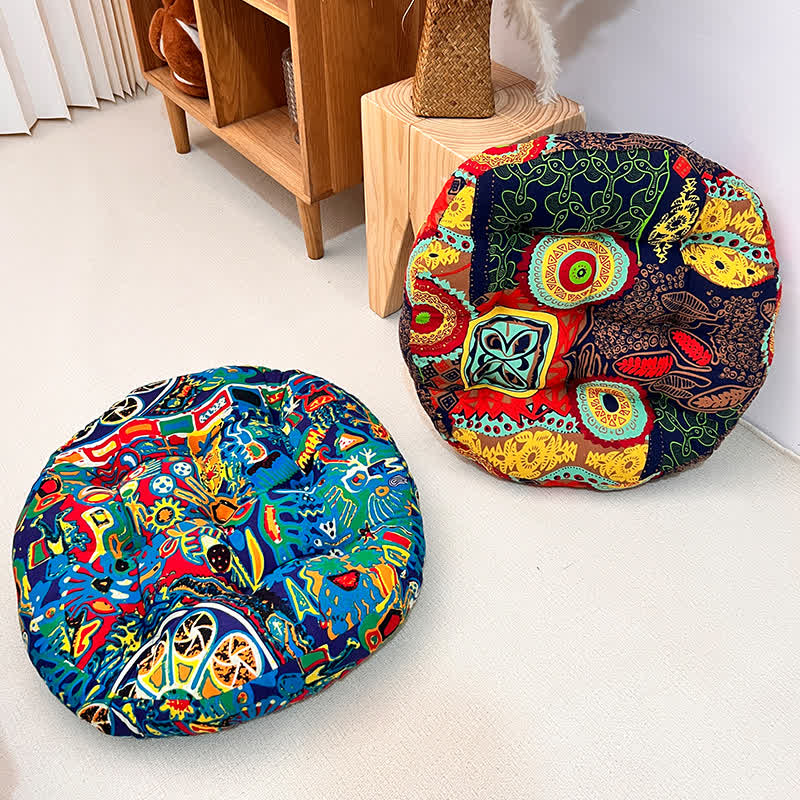 Coussin de chaise de sol exotique, rond et moelleux
