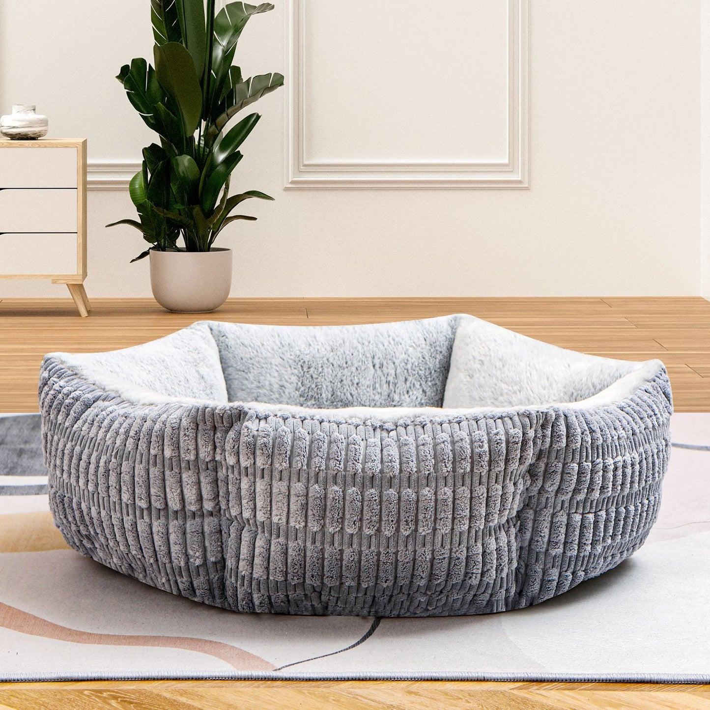 Lit pour animaux de compagnie en peluche hexagonal épais
