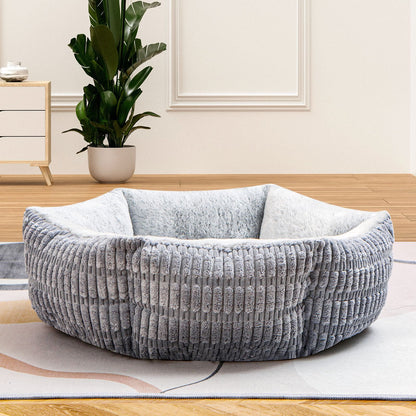 Lit pour animaux de compagnie en peluche hexagonal épais