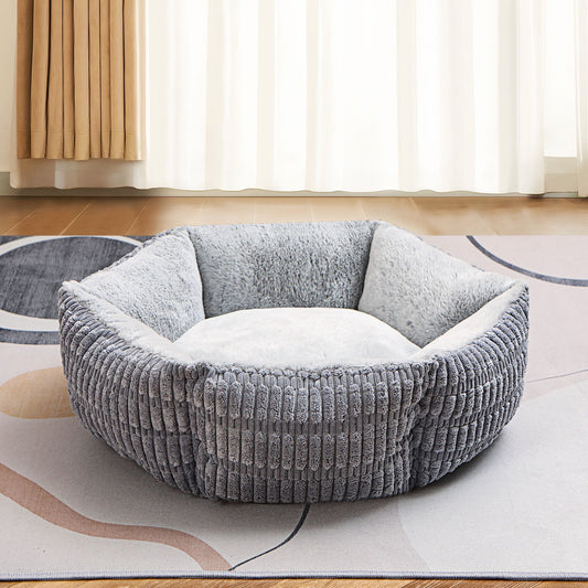 Lit pour animaux de compagnie en peluche hexagonal épais
