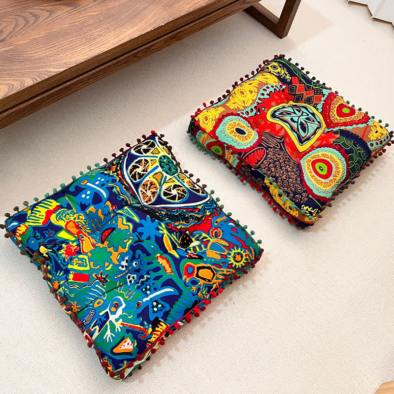 Coussin d'assise exotique, carré et moelleux