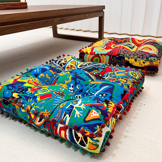 Coussin d'assise exotique, carré et moelleux