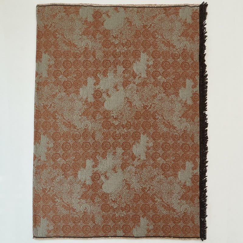 Couverture vintage en coton teint en fil avec motif en dentelle