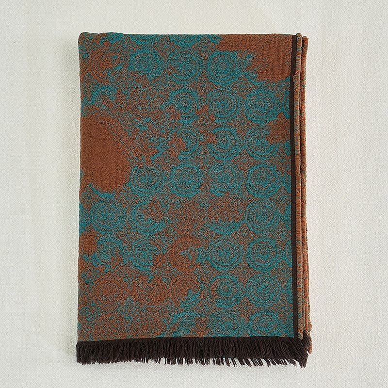 Couverture vintage en coton teint en fil avec motif en dentelle